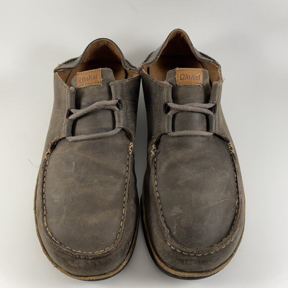 Olukai Shoes Ohana Lace Up Nubuck Leather Slip Ons Loafers Mens Size 8 Loafer - Picture 3 of 9